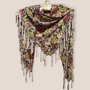 Autumn Silky Shawl with Fringe